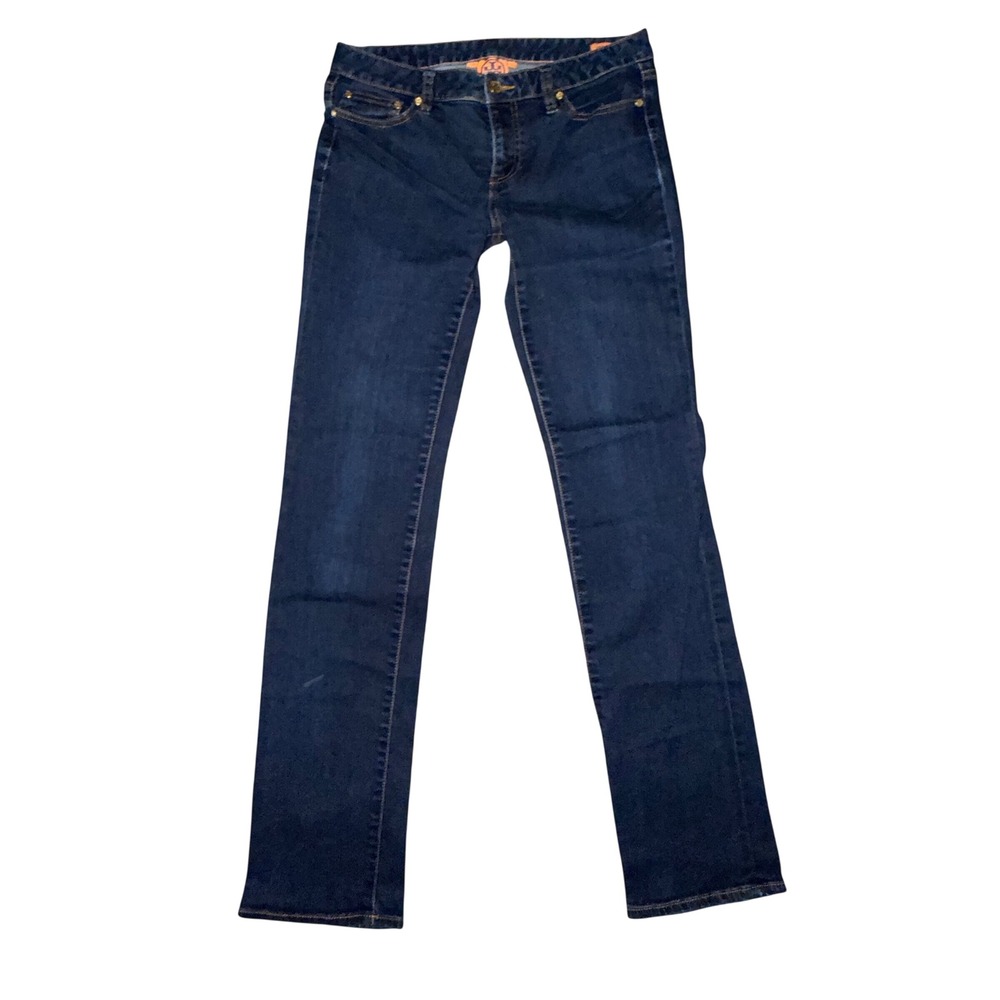 Tory Burch Womens Straight Leg Jeans Dark Wash Denim Size 28 Gold Hardware X4 - Picture 3 of 12